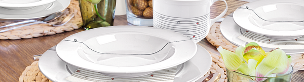 U nás nájdete čisto biele jedálenské súpravy, sady s dekorom aj pekné kúsky pre deti.