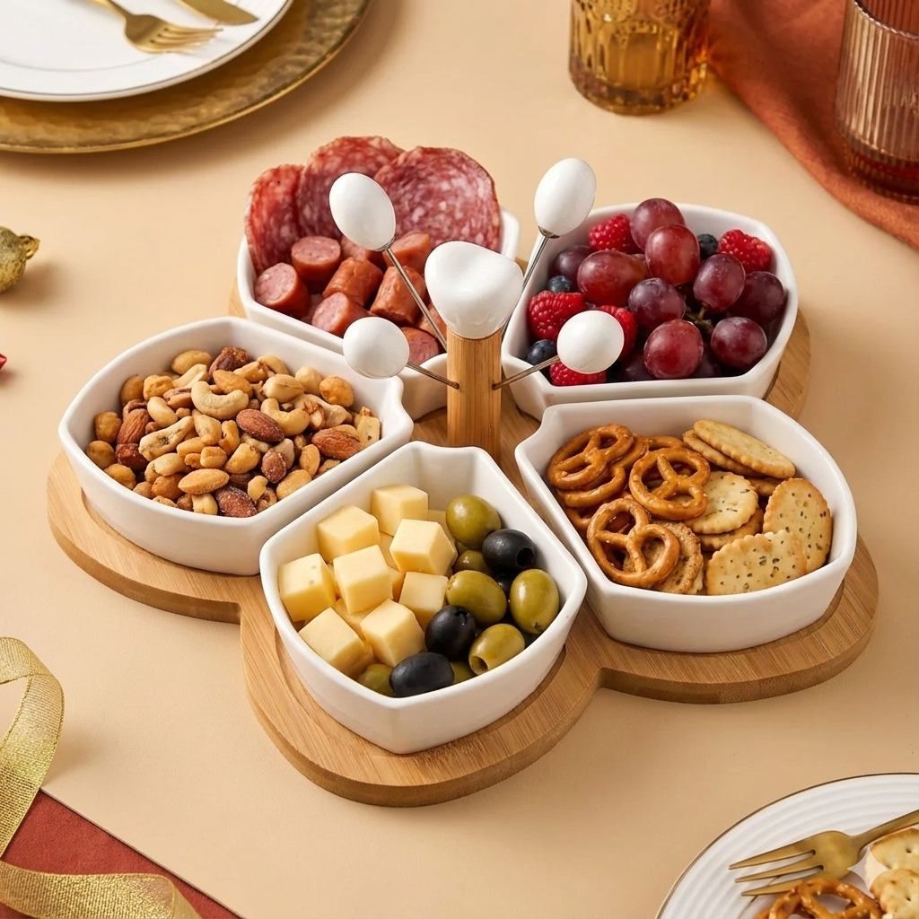 Servírovacie misky s napichovátkami a táckou WHITELINE