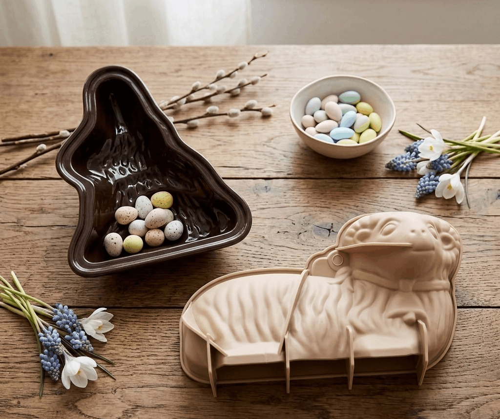 silikónová forma na baránka a keramická forma zajac