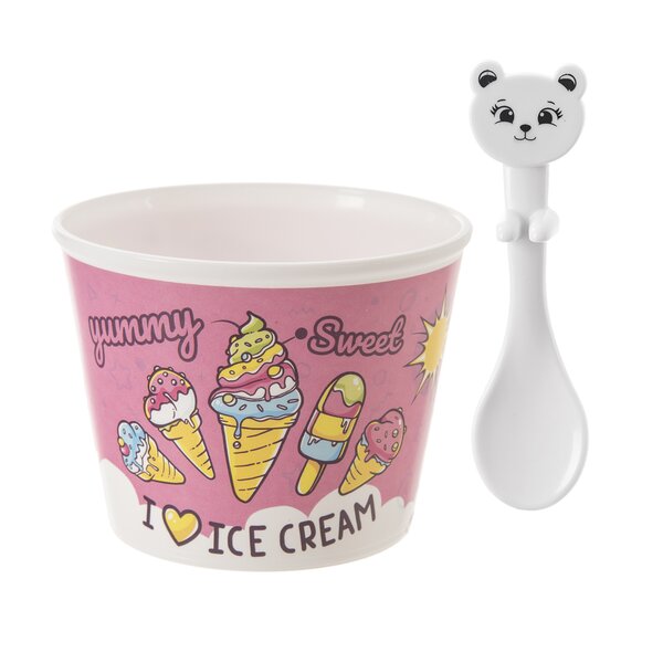 Pohár s lyžičkou 0,3 l 4 ks