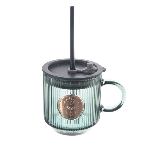 Hrnček s viečkom a slamkou VERDE 0,35 l