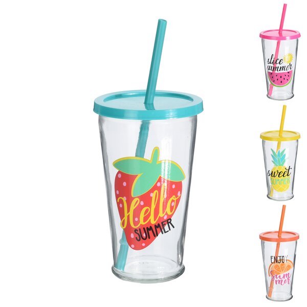 Pohár s viečkom a slamkou 0,45 l