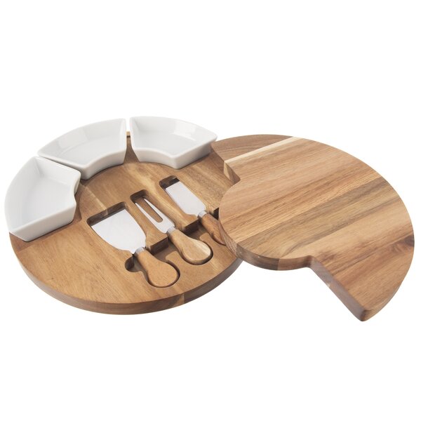 Doska na krájanie s krájačmi na syr a miskami pr. 28 cm