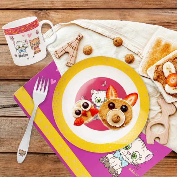 Plytký detský tanier KOCÚRY pr. 21 cm