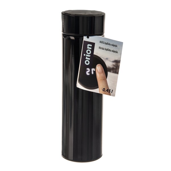 Termoska s teplomerom 0,45 l čierna