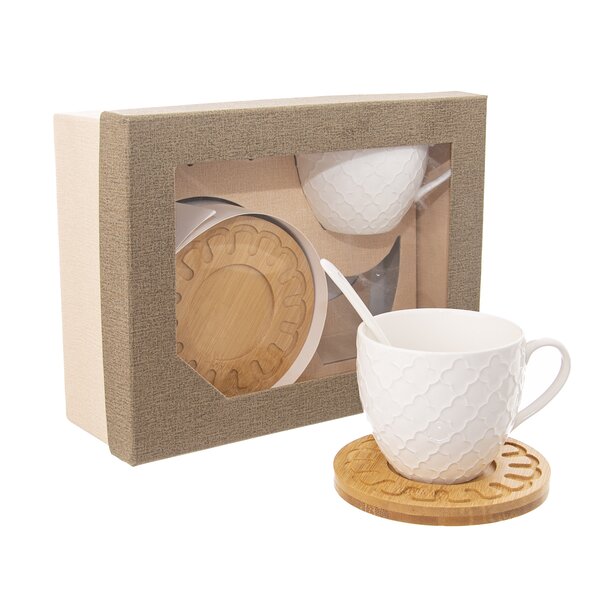 Hrnček s podšálkou a lyžičkou WHITELINE 0,25l 2 ks
