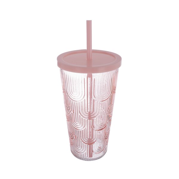 Pohár s viečkom a slamkou 0,48 l 1 ks