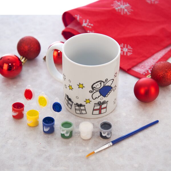 Hrnček s farbami a štetcom STROMČEK 0,38 l