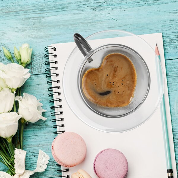 Dvojstenný hrnček s podšálkou DOUBLE srdce 0,2 l 2 ks