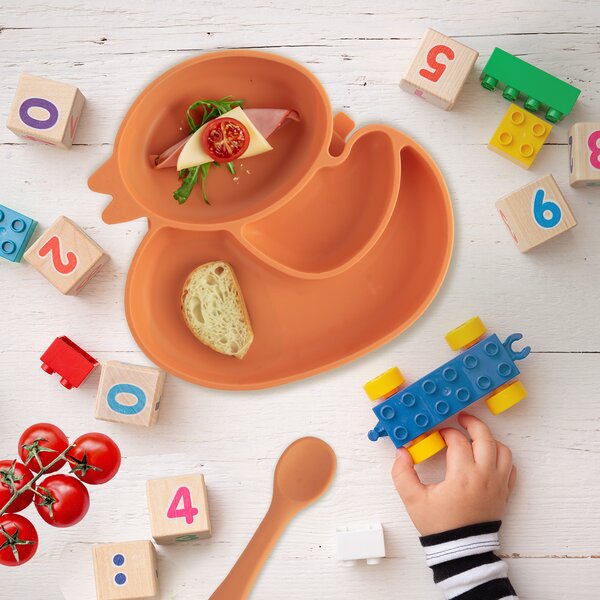 Delený detský tanier kačička 19,5x19 cm