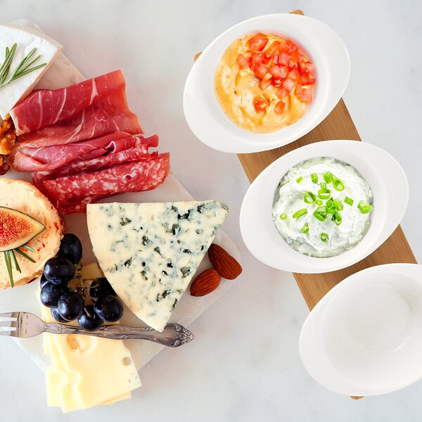 Servírov. misky s lyžičkou a táckou WHITELINE set