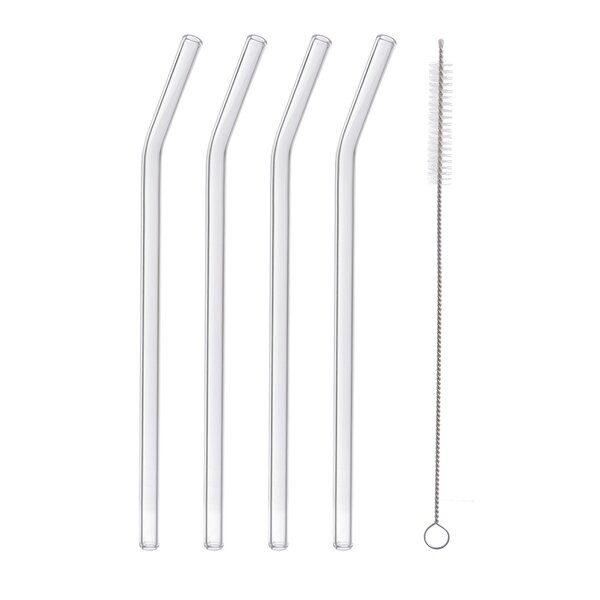 Nápojová slamka 4 ks s kefkou