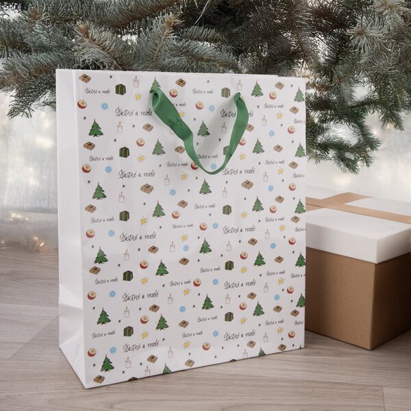 Darčeková taška Šťastné a veselé 26x12x32 cm