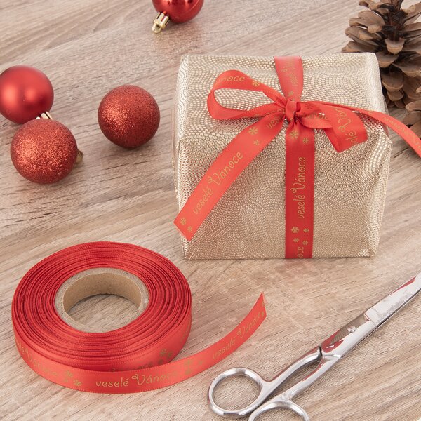 Vianočná stuha Veselé Vianoce 25 m