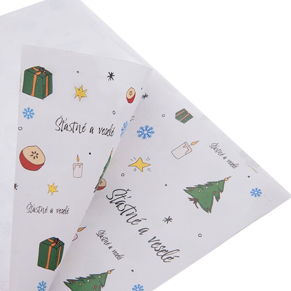 Vianočný baliaci papier Šťastné a veselé 100x70 cm 2 ks