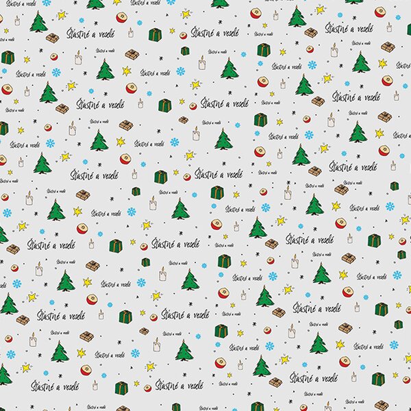 Vianočný baliaci papier Šťastné a veselé 500x70 cm