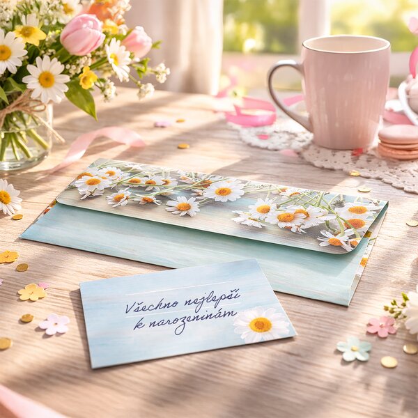  Papierová obálka rumanček s vloženou kartičkou