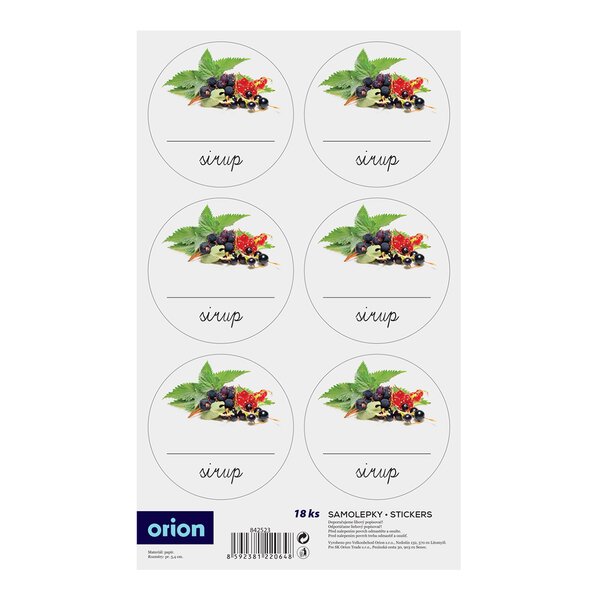 Samolepky na fľaše sirup