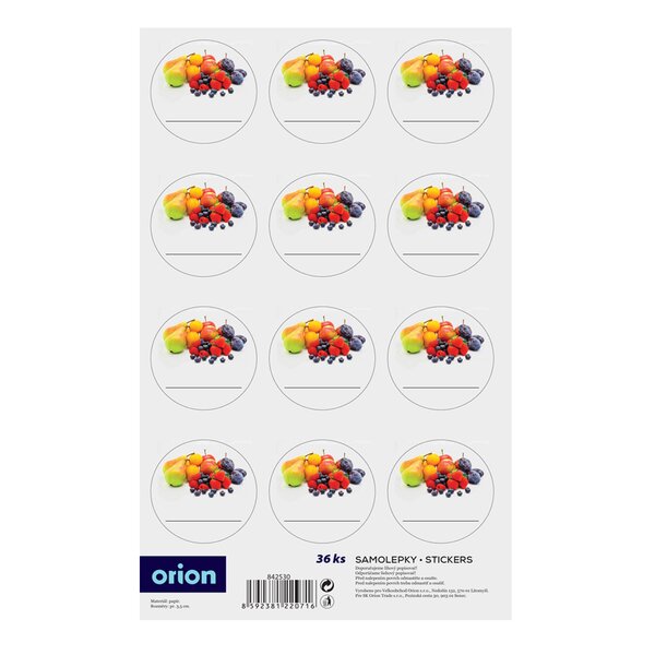 Samolepky na dózy ovocie