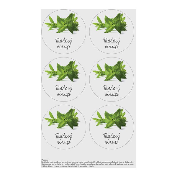 Samolepky na fľaše Mátový sirup