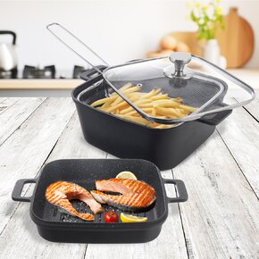 Pekáč GRANDE s vekom 32,5x24,5x16,5 cm obojstranný+frit. košík