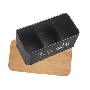 Dóza Čas na čaj BLACK 20,3x10,3x9 cm