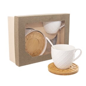 Hrnček s podšálkou a lyžičkou WHITELINE 0,25l 2 ks