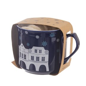 Darčekový hrnček s ponožkami DOMKY 0,5 l modrá