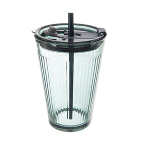 Pohár s viečkom a slamkou VERDE 0,46 l, 1 ks