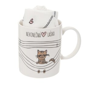 Hrnček s ponožkami NEKONEČNÁ LÁSKA 0,35 l mačka