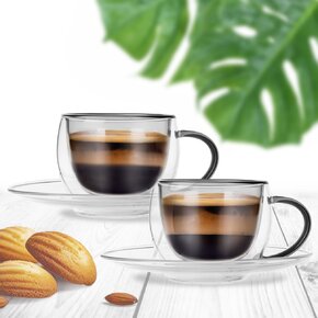 Dvojstenný hrnček s podšálkou DOUBLE 0,1 l 2 ks