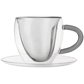 Dvojstenný hrnček s podšálkou DOUBLE srdce 0,2 l 2 ks