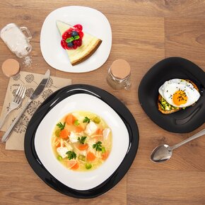 Jedálenská sada LUNA black and white 18 dielov