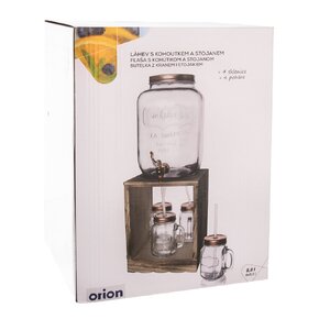 Nápojová fľaša s kohútikom 8,8 l + 4 ks poháre