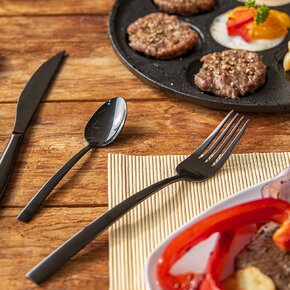 Príbory BLACK Luxure 24 ks + darček Stojan na nože +5 ks nožov