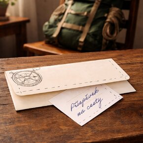 Papierová obálka kompas s vloženou kartičkou